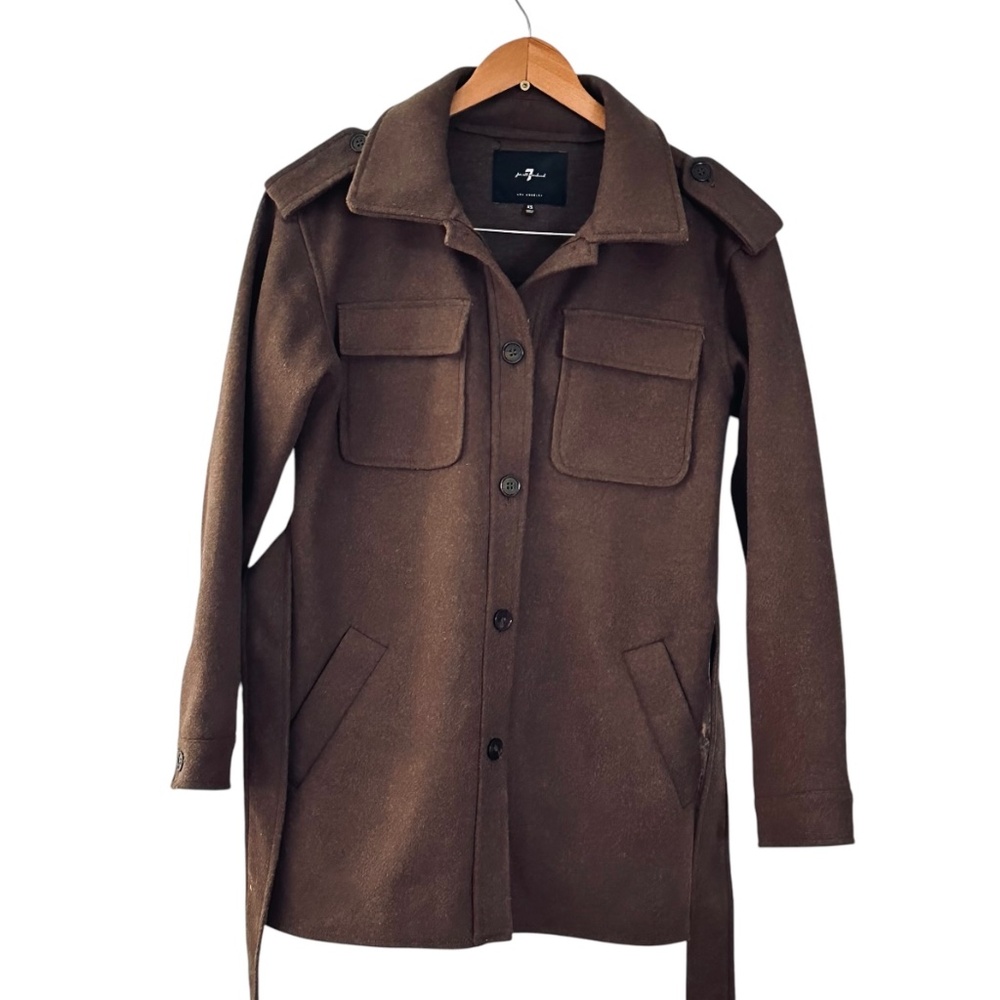 7 FOR ALL MANKIND Women's Cognac Brown Belted Trench Coat Jacket XS